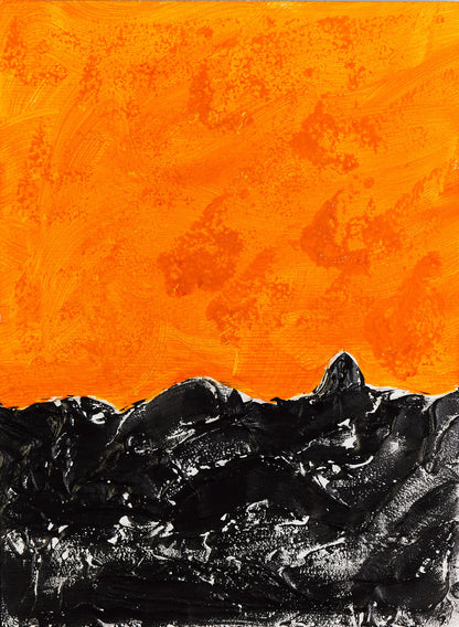 Dark sea under a hot sky